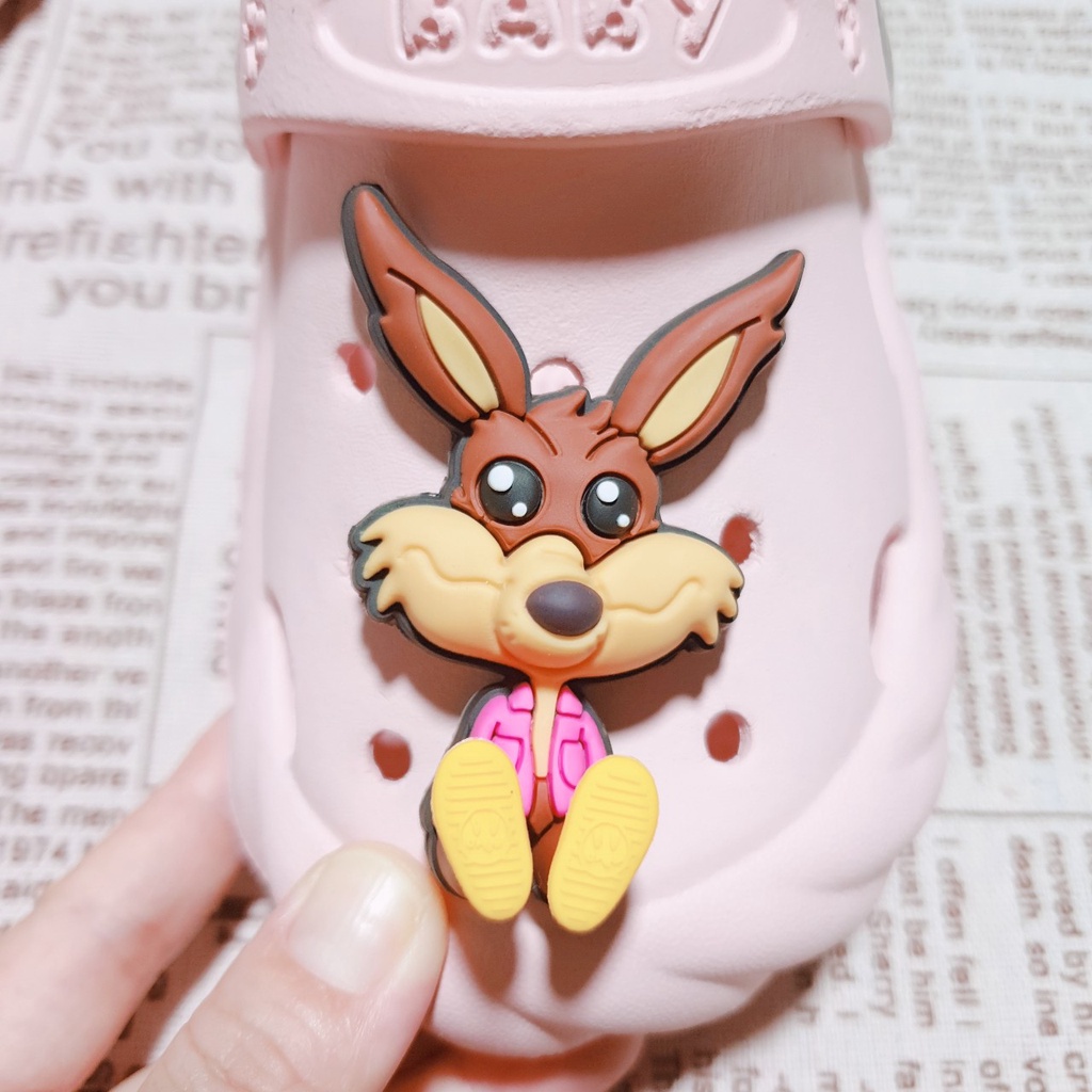 [3D Drew House] Sticker dán dép cross / nút gắn hkdesign mẫu 3d nổi chủ đề Drew House to/ dày (01 bộ)