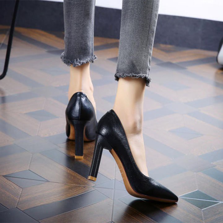 Giày nữ bít mũi gót trụ vuông  - Giày cao gót 6,5cm - Linus LN298