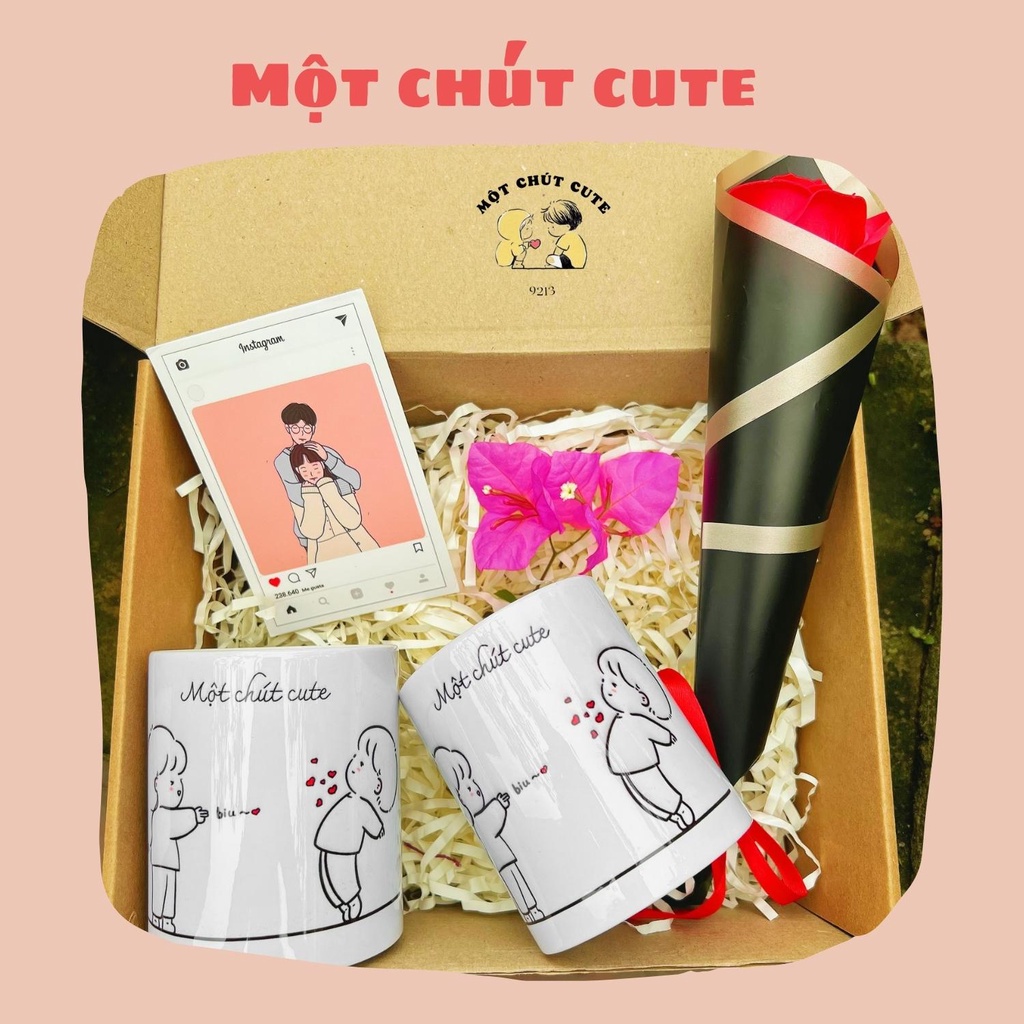 Set quà tặng Cốc đôi Biu Một chút cute dành cho người yêu dịp Valentine,6/4,giáng sinh,20/10,8/3 cực ý nghĩa