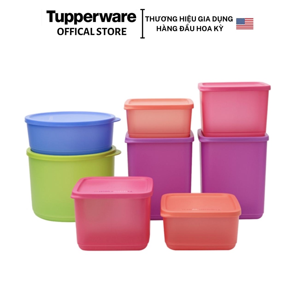 Bộ hộp bảo quản thực phẩm Tupperware Magic Set (8 hộp) - Bảo hành trọn đời - Nhựa nguyên sinh, an toàn cho sức khỏe