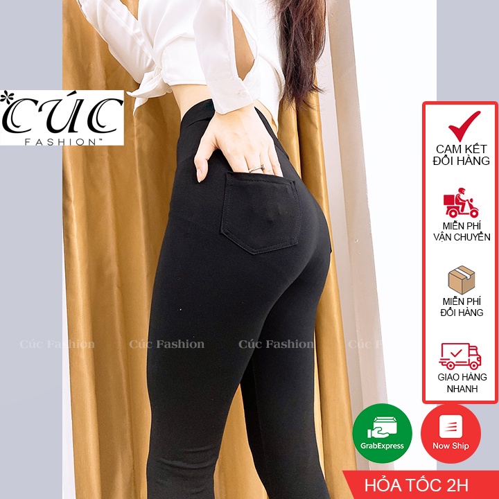 Quần legging dài nữ Cúc Fashion vải thun cao cấp giữ nhiệt leggin thun cạp cao ôm bó vải dày dặn bigsize QL08 | BigBuy360 - bigbuy360.vn