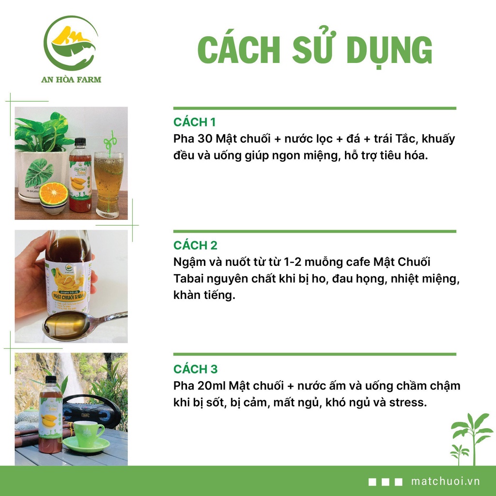 Combo 1500ml chai Mật chuối rừng Tabai An Hòa Farm hỗ trợ tiêu hóa tốt HSD 24 tháng