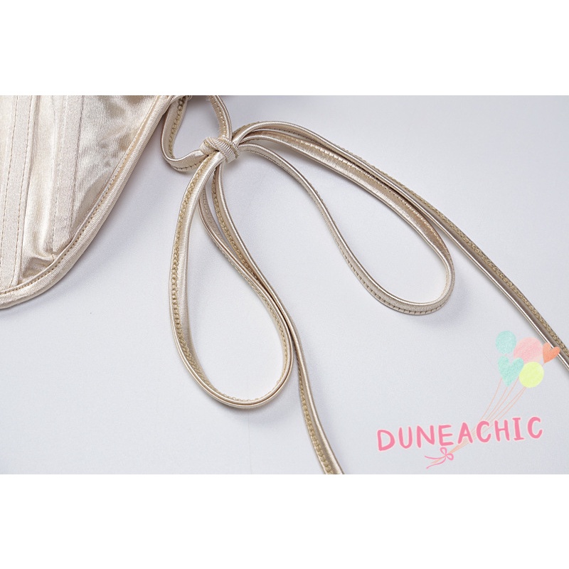 Áo Kiểu Trễ Vai Dáng Ôm Vải Polyester Phối Ren Thắt Nơ Gợi Cảm Cho Bạn Gái