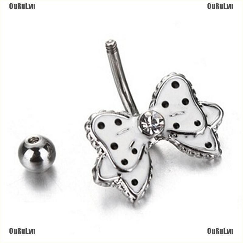 Khuyên Rốn Đính Đá Pha Lê Đen Trắng Sang Trọng