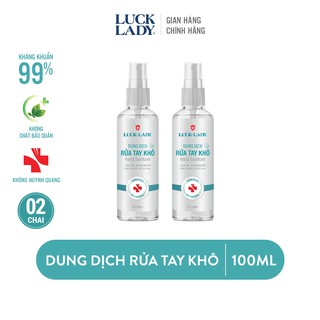 [Quà tặng] Nước rửa tay khô Luck Lady làm sạch tay, dưỡng ẩm, nước rửa tay mini - Combo 2 chai 100ml