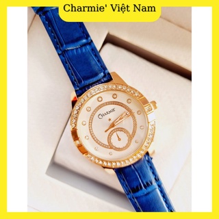 Đồng hồ nữ dây da thương hiệu charmie' cdhd02tr-x màu xanh dương