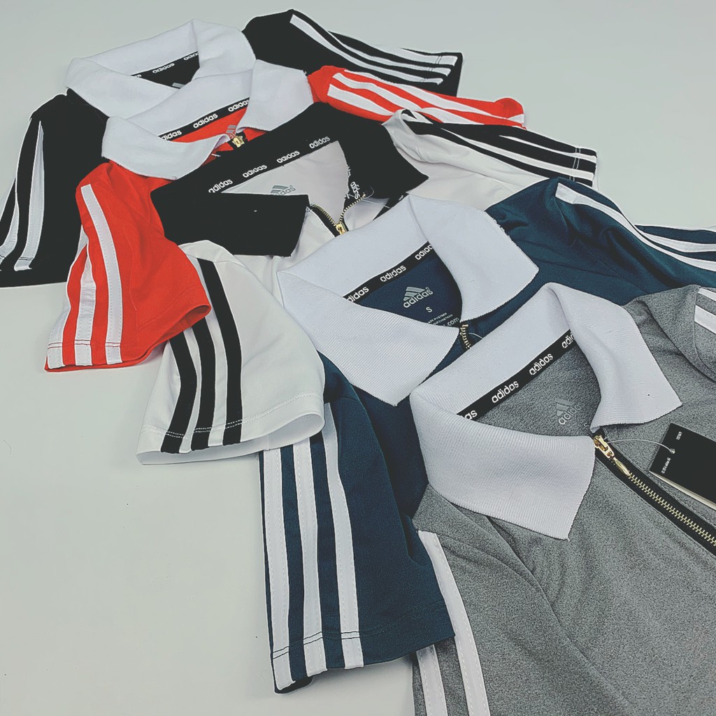 Áo Croptop Cổ Trụ Tay 3 Sọc Phối Dây Kéo Đồng Siêu Xịn | BigBuy360 - bigbuy360.vn