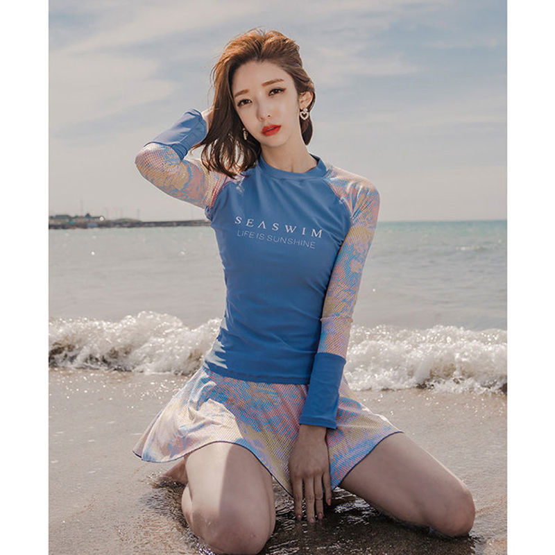 Bộ đồ bơi thể thao tay dài chống nắng phong cách Hàn Quốc cho nữ