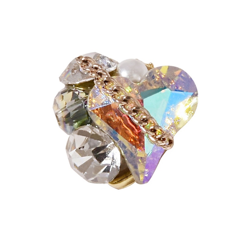 Hộp Dây Xích Kim Loại Hình Trái Tim Đính Đá Trang Trí Móng Tay