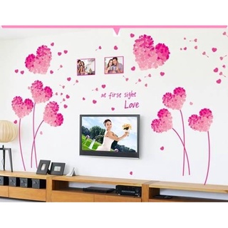Decal dán tường đôi trái tim hồng