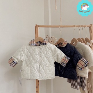 Áo khoác phao trần trám phối cổ xinh xắn cho bé trai bé gái từ sơ sinh đến 3 tuổi Quyet Kids 1995