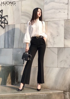 Áo cotton lụa trắng tay loe -HBSM513