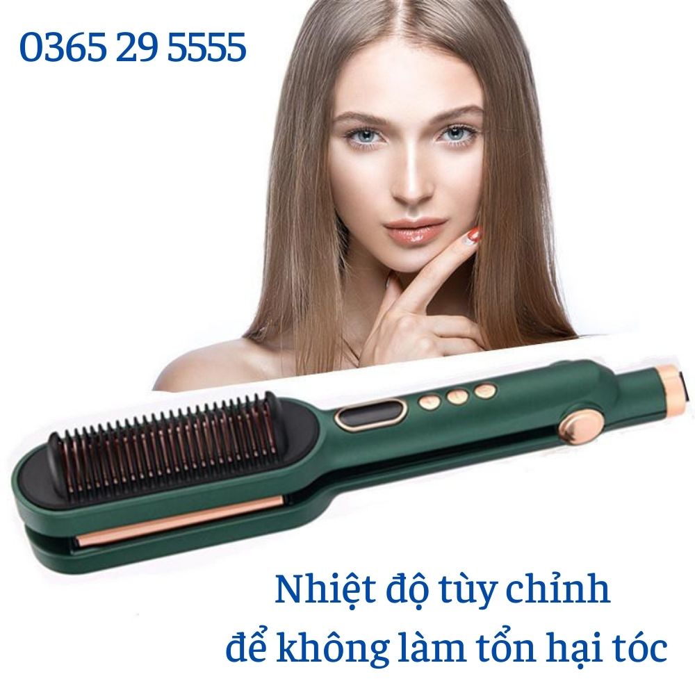Máy tạo kiểu tóc CHÍNH HÃNG 2in 1 kết hợp lược điện chải thẳng và tạo sóng cao cấp SACUCO tk1