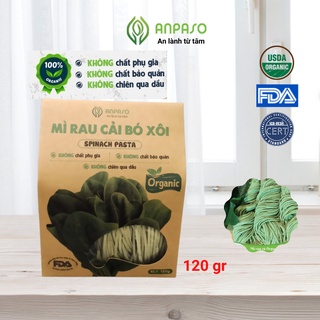 Mì rau củ Eat Clean cải bó xôi Organic Anpaso, giảm cân, ăn chay, ăn kiêng, không chiên nóng, tốt cho tiêu hóa 120g