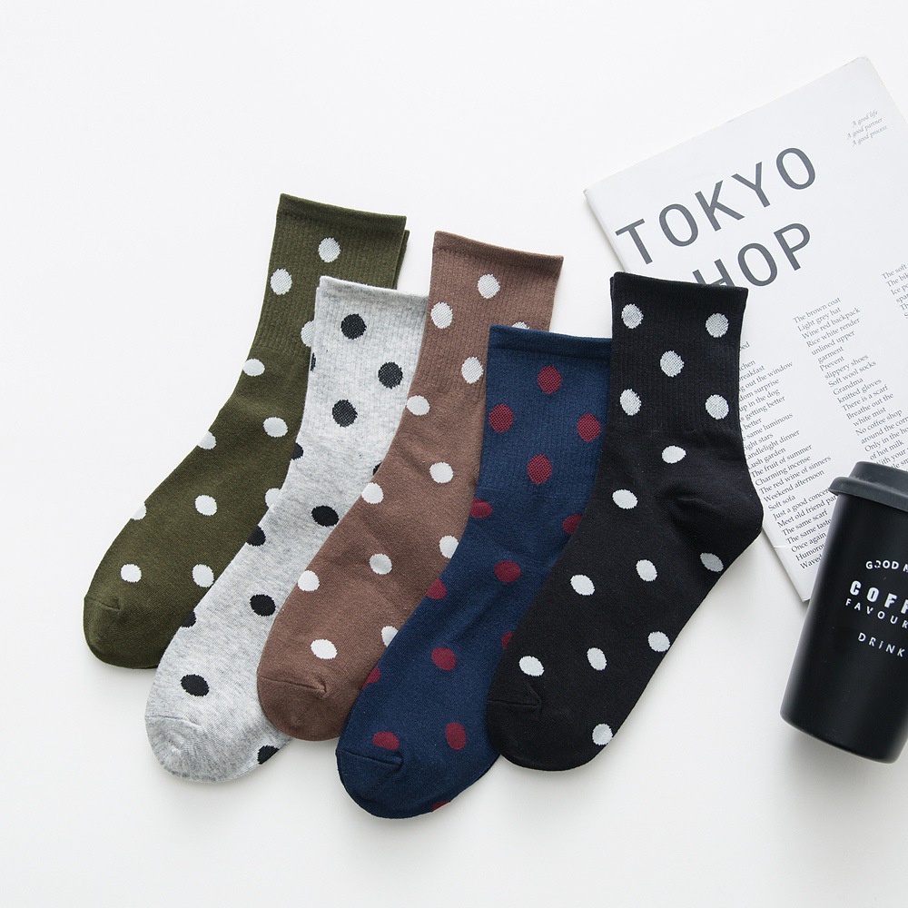 Vớ WAFNHA D334 in họa tiết chấm bi kiểu Hàn Quốc dễ thương cho nữ