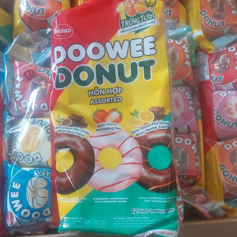 Bánh Hỗn Hợp DOOWEE DONUT Phủ Socola( Mix 3 vị -12 chiếc-)