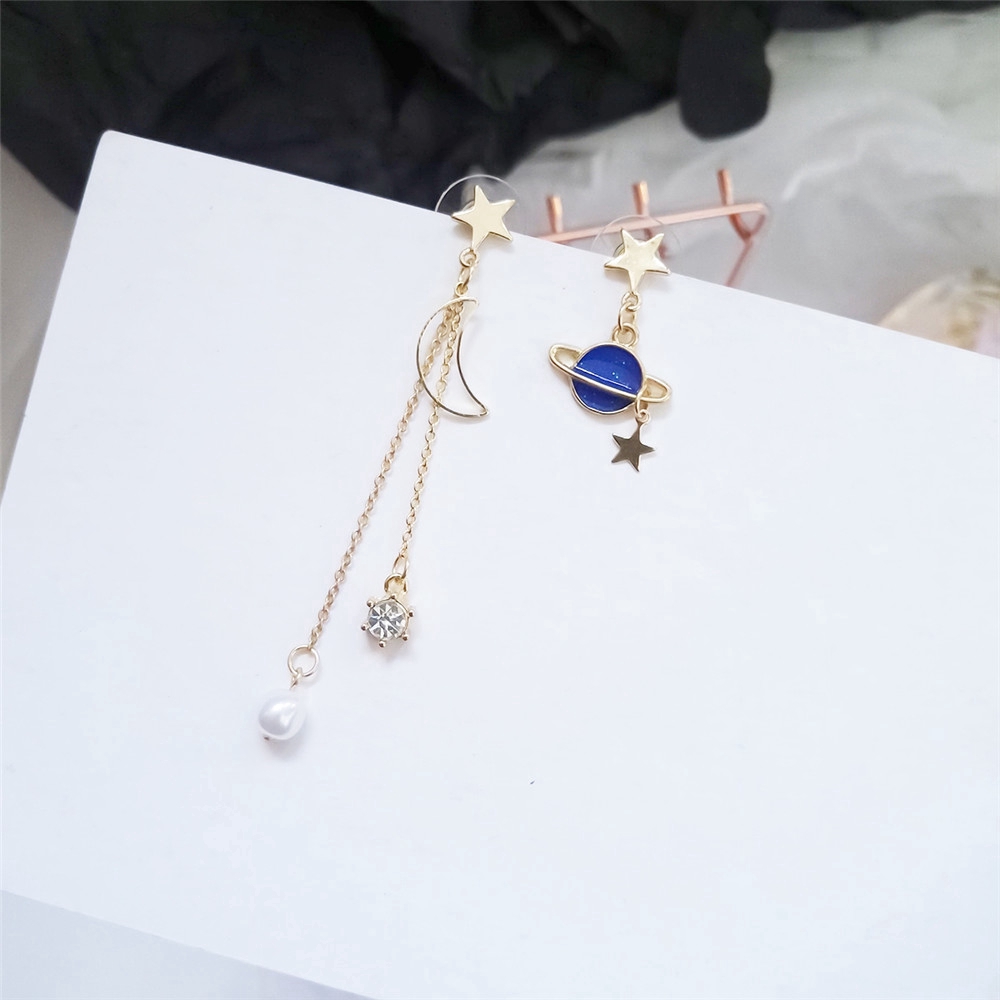 Bông Tai Dài Hình Mặt Trăng Và Ngôi Sao Thời Trang Nữ Tính