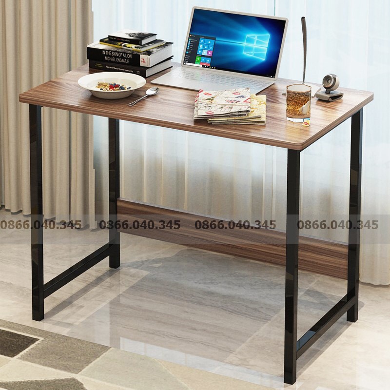 Bàn làm việc, bàn học Nội Thất 5C H-Table, khung sắt 25x25mm kèm giá sách 4 tầng sơn tĩnh điện chịu lực cao, mặt gỗ MDF | BigBuy360 - bigbuy360.vn
