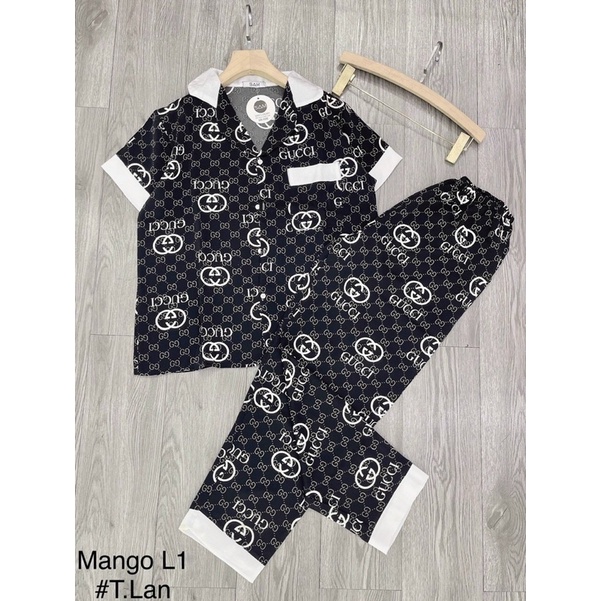 Bộ pijama lụa quần dài áo cộc mặc nhà hàng thiết kế siêu xinh