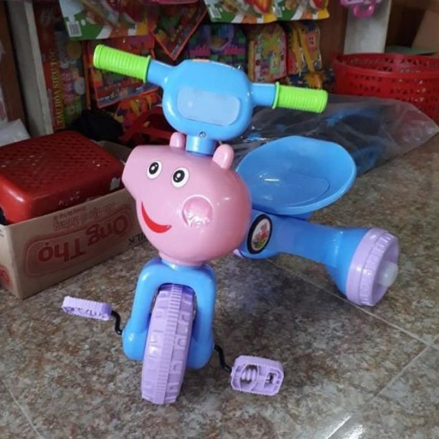 Xe đạp 3 bánh heo peppa cho bé. Xe 3 bánh phát nhạc và đèn - gập gọn dễ dàng