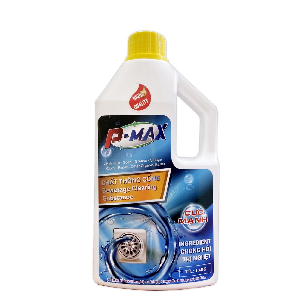Nước thông cống cực mạnh P-MAX 1,4kg - 5 phút thông thoáng-xử lý mùi hôi hiệu quả