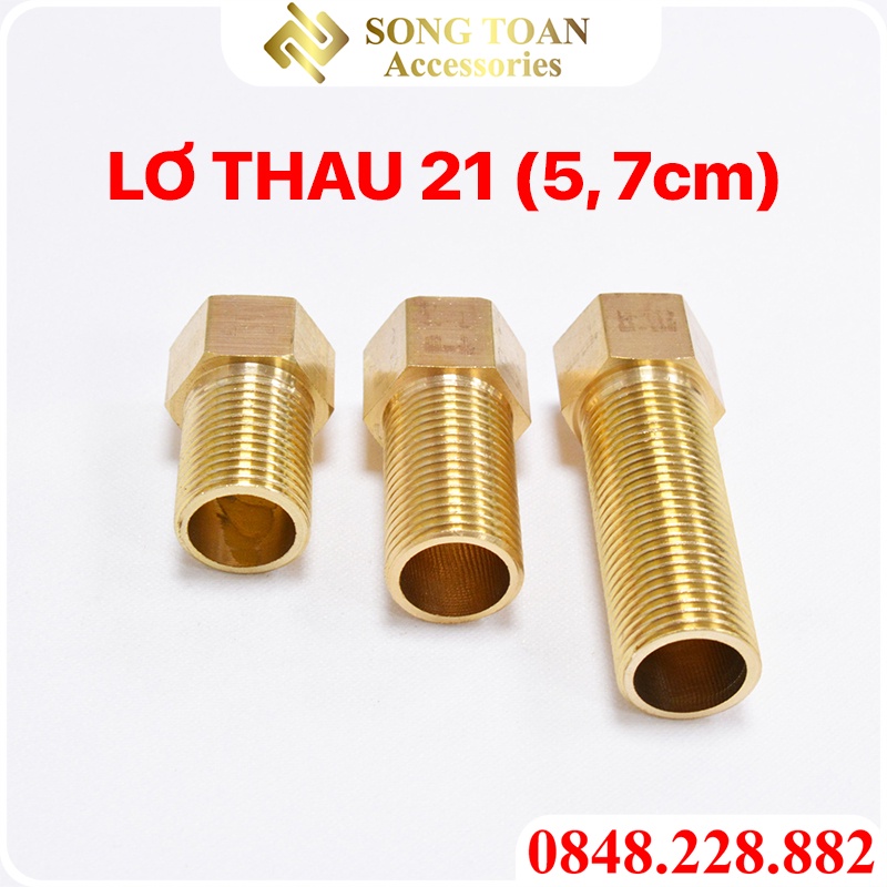 Lơ thau 1/2 (21), Nối ren trong ren ngoài 21 đồng thau DÀI 5, 7cm