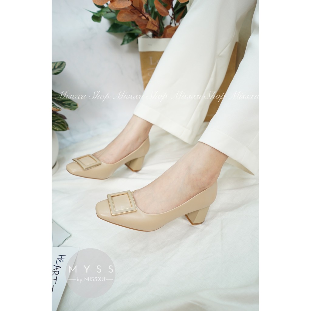 Giày nữ mũi vuông gót trụ 5cm cài khoen thời trang MYSS- CG174