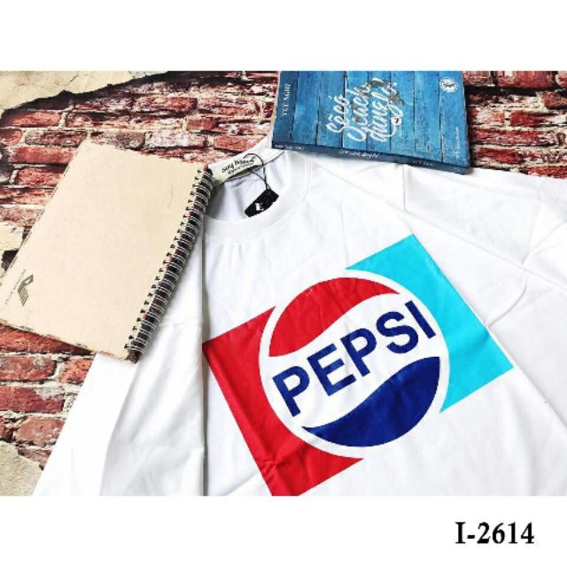 Áo thun cotton tay lỡ in họa tiết nước ngọt Pepsi