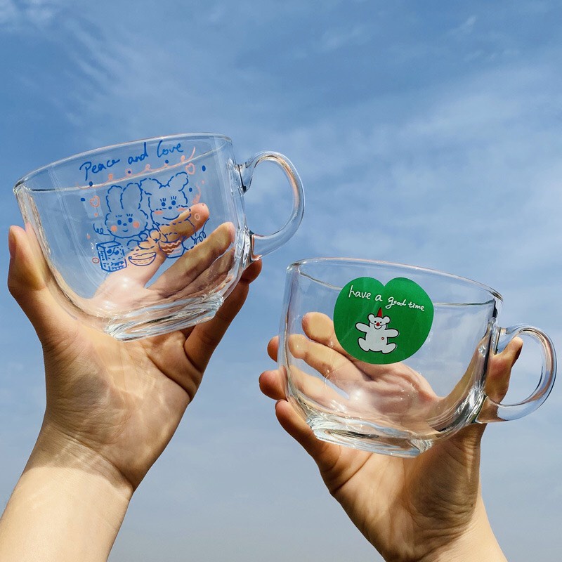 Cốc Thủy Tinh Chịu Nhiệt Hình Gấu Ngỗ Nghĩnh Dùng Uống Cafe Trà Sinh Tố Ly Thủy Tinh Giá Rẻ MinHome