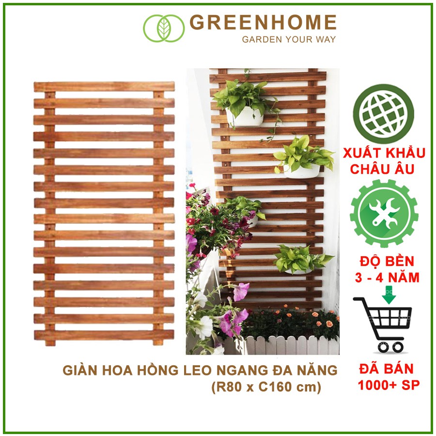 [MIỄN PHÍ VẬN CHUYỂN 25K]Giàn hoa hồng leo Ngang  đa năng Gỗ tự nhiên C160 cm - hàng tốt, độ bền cao chịu được nắng mưa