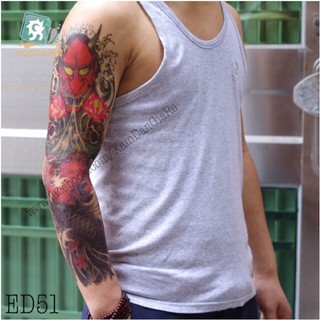 Xăm dán full tay mặt quỷ cá chép ED51