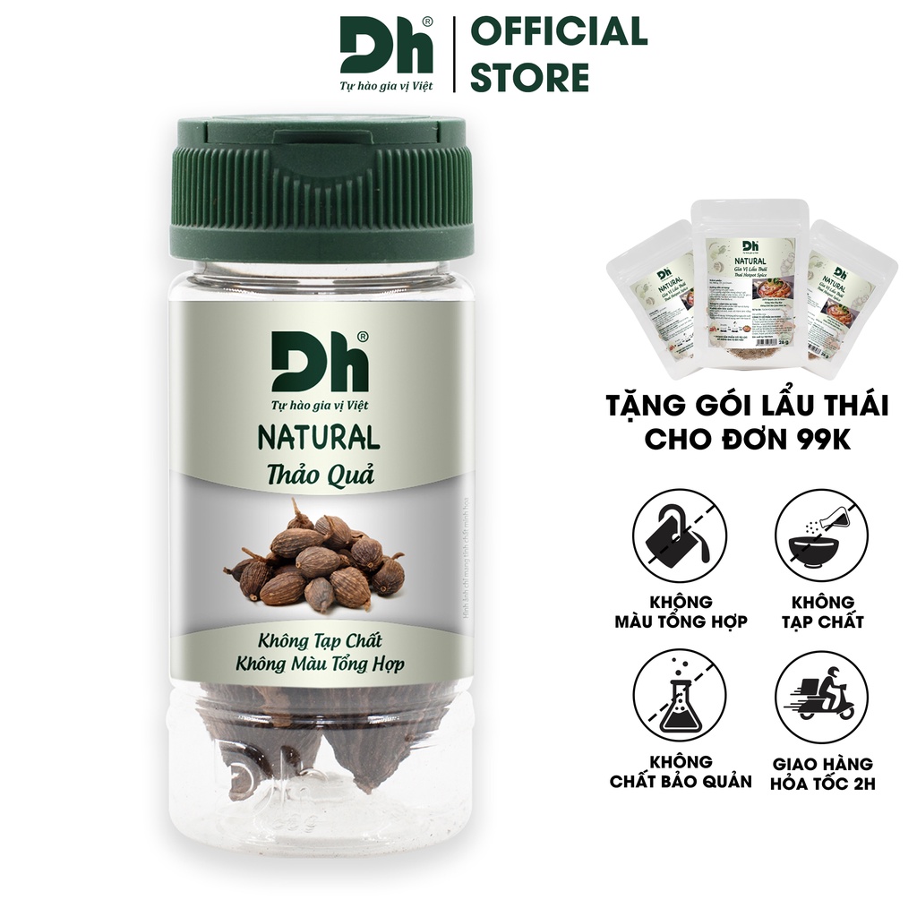 Thảo quả Natural Dh Foods gia vị, nguyên liệu chế biến đặc trưng Tây Bắc hũ 20gr