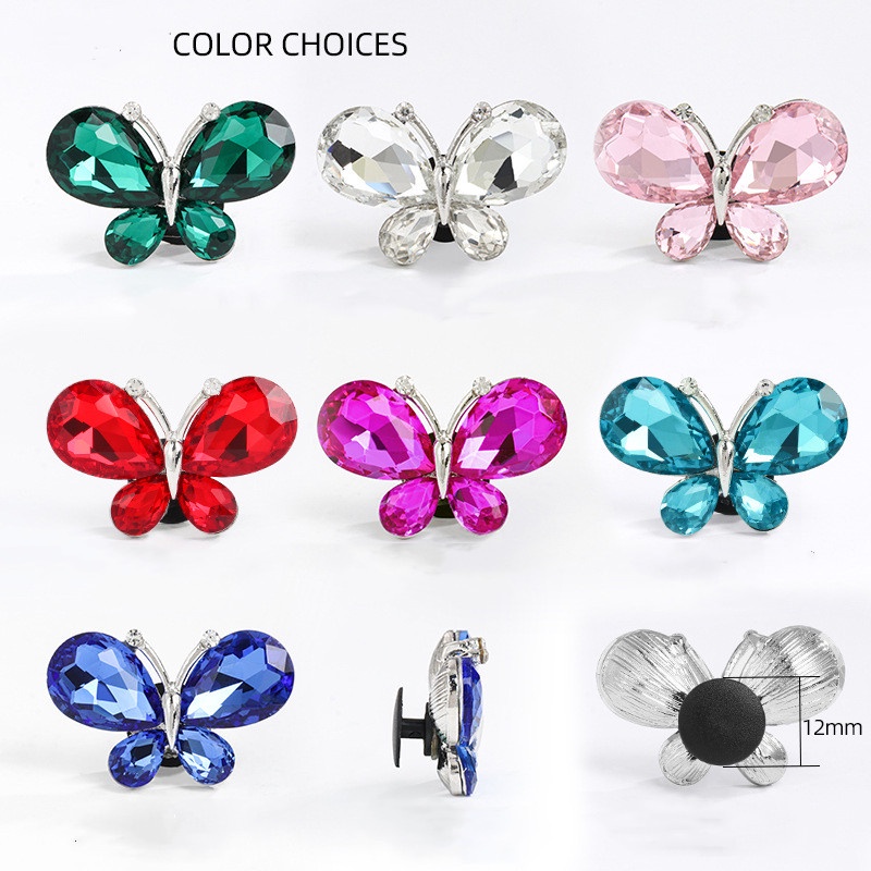 Phụ Kiện Khóa Giày Handmade Bằng Hợp Kim Đính Đá Hình Giọt Nước / Bướm Màu Sắc