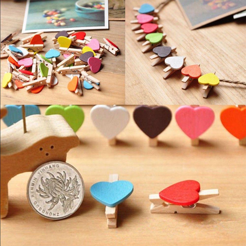 Set 10 Kẹp Gỗ Hình Trái Tim Trang Trí Tiệc Cưới