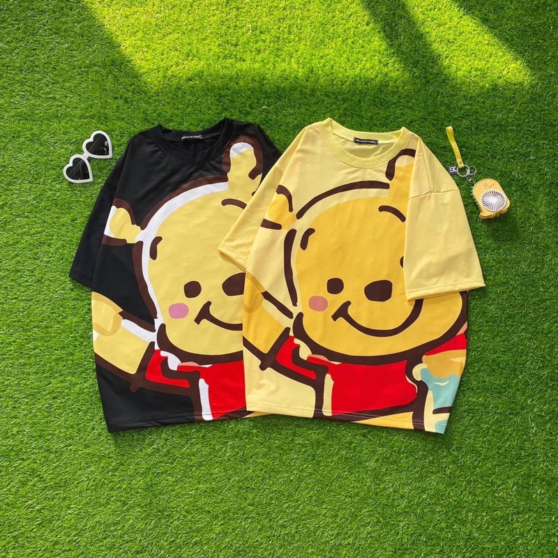 Áo Thun Tay Lửng Unisex 3D gấu Pooh