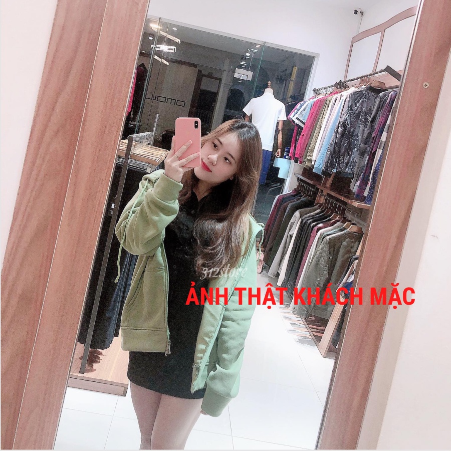 Áo khoác nỉ hoodie trơn Unisex - Tay dài form rộng có mũ dáng suông ulzzang nam nữ HOT