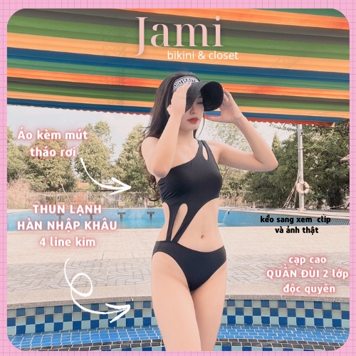 BIKINI ĐỒ BƠI MỘT MẢNH chéo vai cao cấp  đi biển đi bơi freesize thun lạnh - JAMI - MOM_101