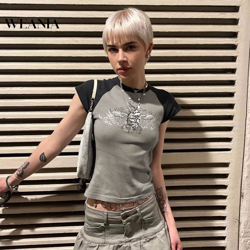 Áo Thun Tay Ngắn Cổ Tròn In Họa Tiết Nghệ Thuật Phong Cách Đường Phố Cho Nữ