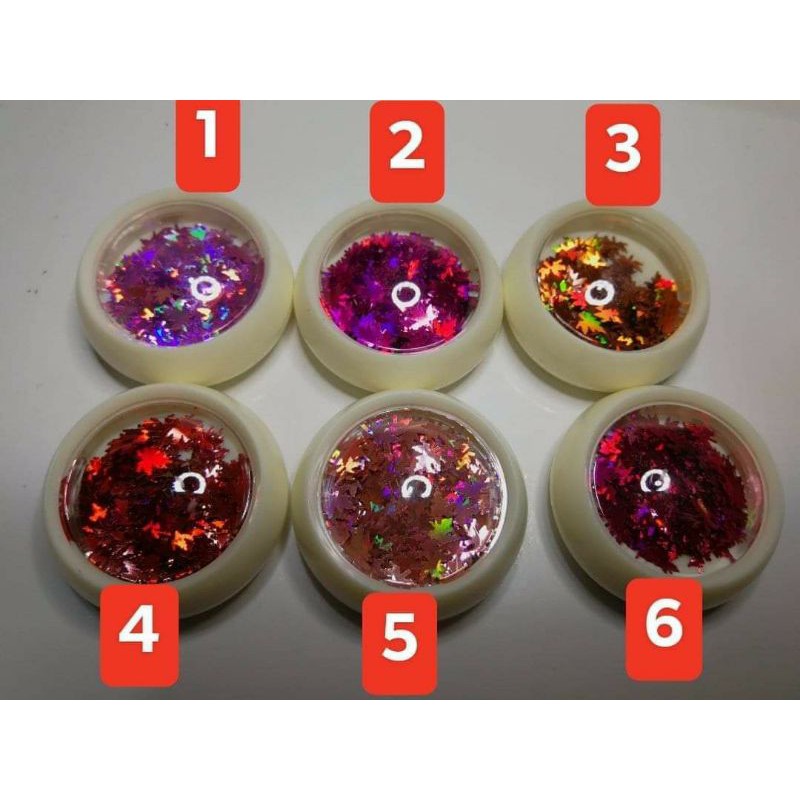 hình hoa lá nhũ cánh trang trí móng nail. 1 set 6 hũ 6 mẫu