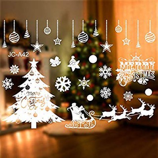 Bộ Decal (Sticker) Dán Kính Trang Trí Noel Giáng Sinh Năm Mới Họa Tiết Trắng (Nhiều mẫu)