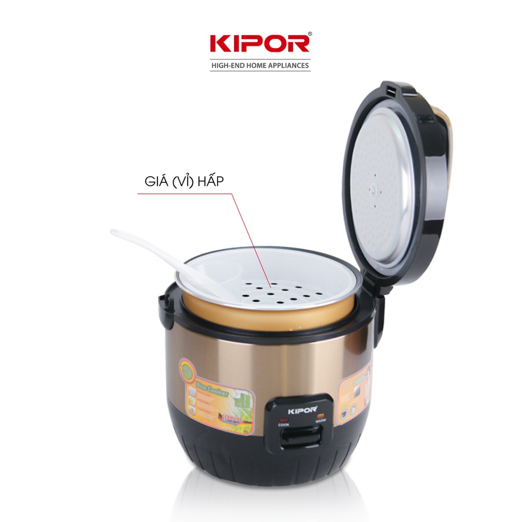 Nồi cơm điện KIPOR KP-N6518 - 1.8L - Dung tích lớn, chống dính TEFLON 3mm 1Kg - Bảo hành tại nhà 12 tháng