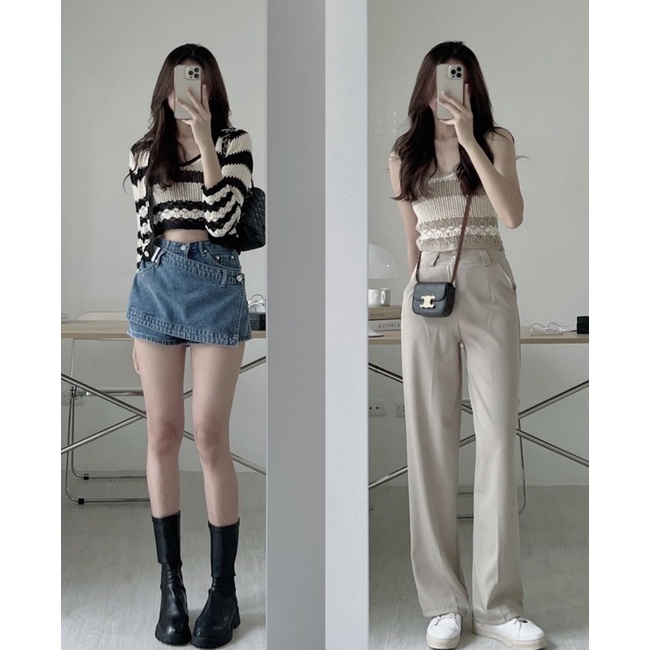 HÀNG SẴN// Set ÁO BA LỖ MIX CADIGAN lượn sóng hàng QC
