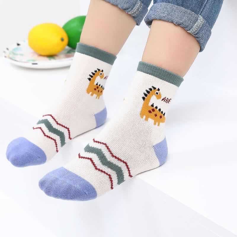 Sét 5 Đôi Tất Khủng Long XANH VÀNG Cho Bé Từ 1_12 tuổi