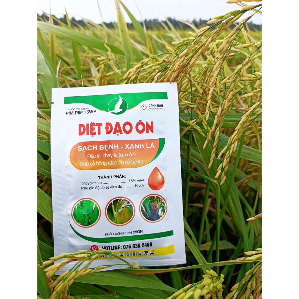 DIỆT ĐẠO ÔN LÚA. GÓI 25GR phòng trị đạo ôn, cháy lá