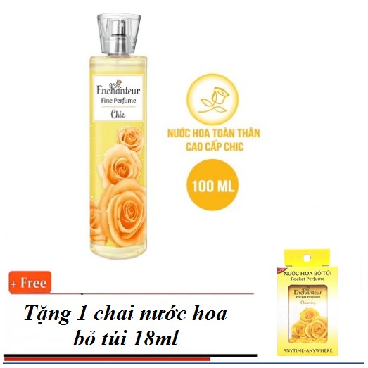 Mua 1 tặng 1 - Nước Hoa Toàn thân Enchanteur 100ml + Tặng kem 1 chai nước hoa bỏ túi Enchanteur 18ml