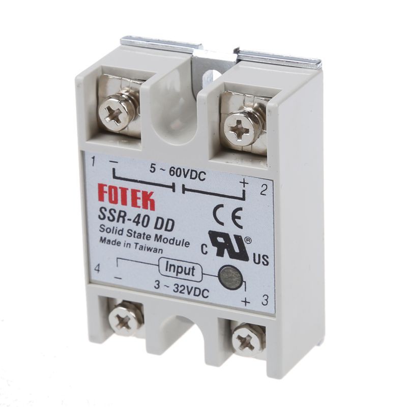 Rơ le thể rắn một pha DC-DC SSR-40DD 40A màu trắng và bạc