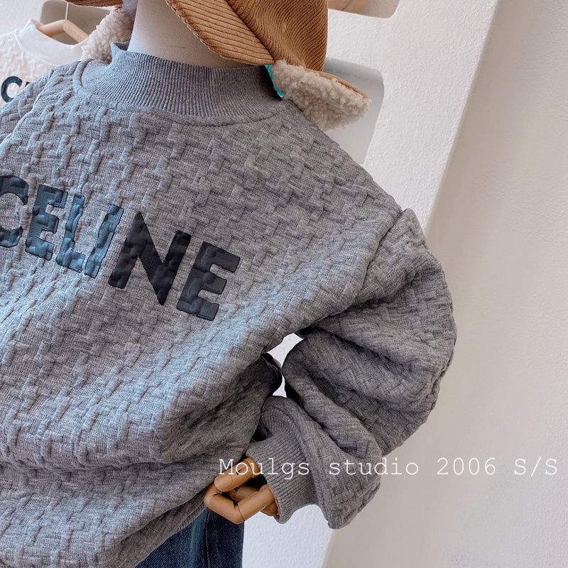 Áo Sweater Lông Cừu Dáng Rộng In Chữ Hoạt Hình Thời Trang Cao Cấp Dành Cho Bé Trai Và Bé Gái