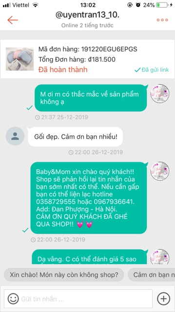 Gối sơ sinh, gối cao su non chống méo đầu siêu mềm BabyMoov cho bé