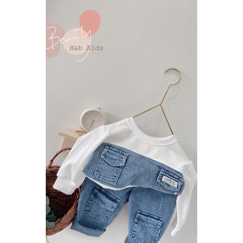 Bộ bò phối 2 nắp túi hộp bé trai
