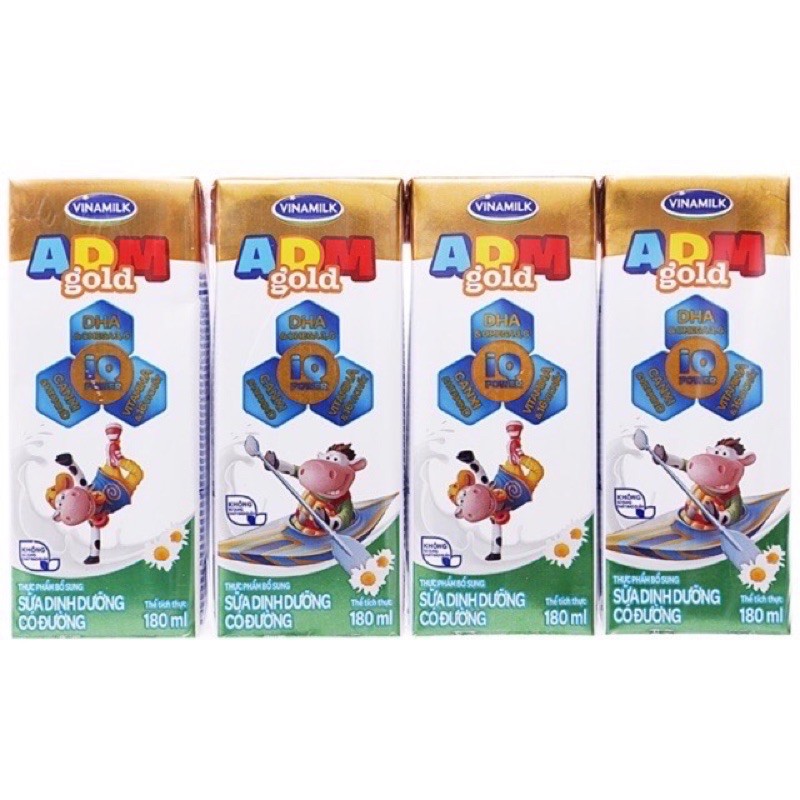 Sữa Dinh Dưỡng VINAMILK ADM GOLD CÓ ĐƯỜNG - DÂU - SO- Lốc 4 Hộp X 180ML